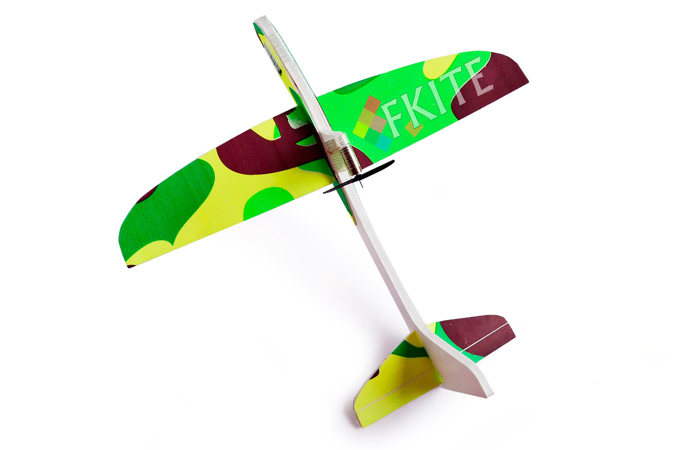 Самолетик с мотором 25 см из пенопласта зеленый [FLPM25G]