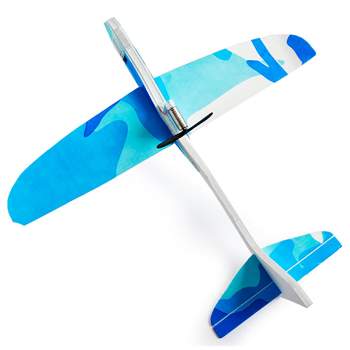 самолетик с мотором 25 см из пенопласта синий [flpm25o]