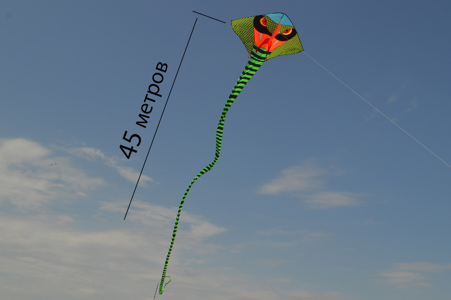 Зеленая кобра 45 метров, воздушный змей от ФКайт